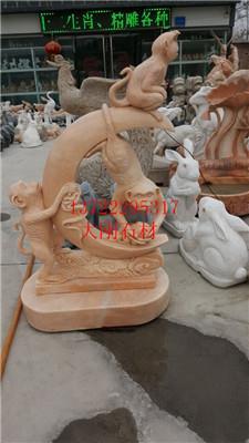 晚霞紅制作鎮(zhèn)宅石雕動物麒麟一對 大型動物門口擺件工藝品